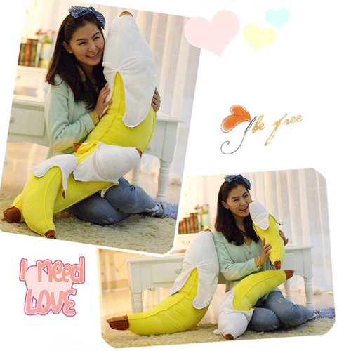HOSTK Banana Plush Pillow, Peeled Banana Stuffed, Soft Food Plushie Banana Hugging Pillow, Gift for Birthday, Valentine, Christmas (19.6 inches)
