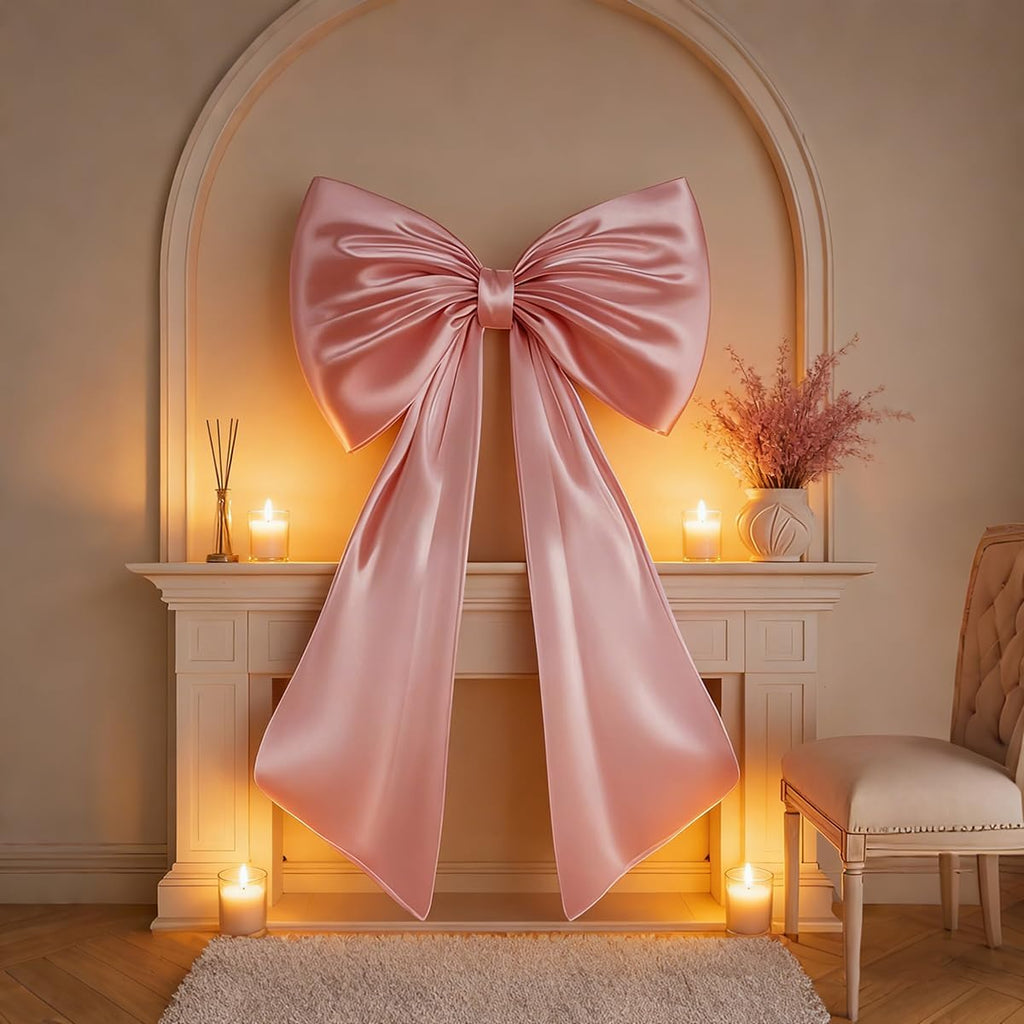 Skiennix Large Pink Bow Decor - 3D Look with Hidden Lining | Perfect for Bedroom Wall & Party Decor (1 PCS)