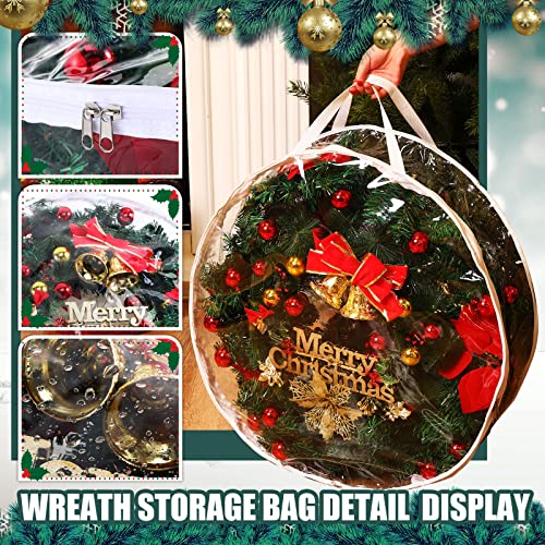 Clear Plastic Wreath Storage Bag 30 Inch with Dual Zippers and Handles