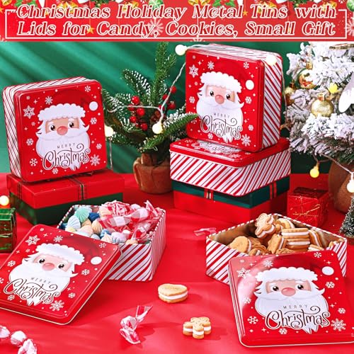 Tandefio 6-Pack Large Christmas Cookie Tin with Lids - Gift Set