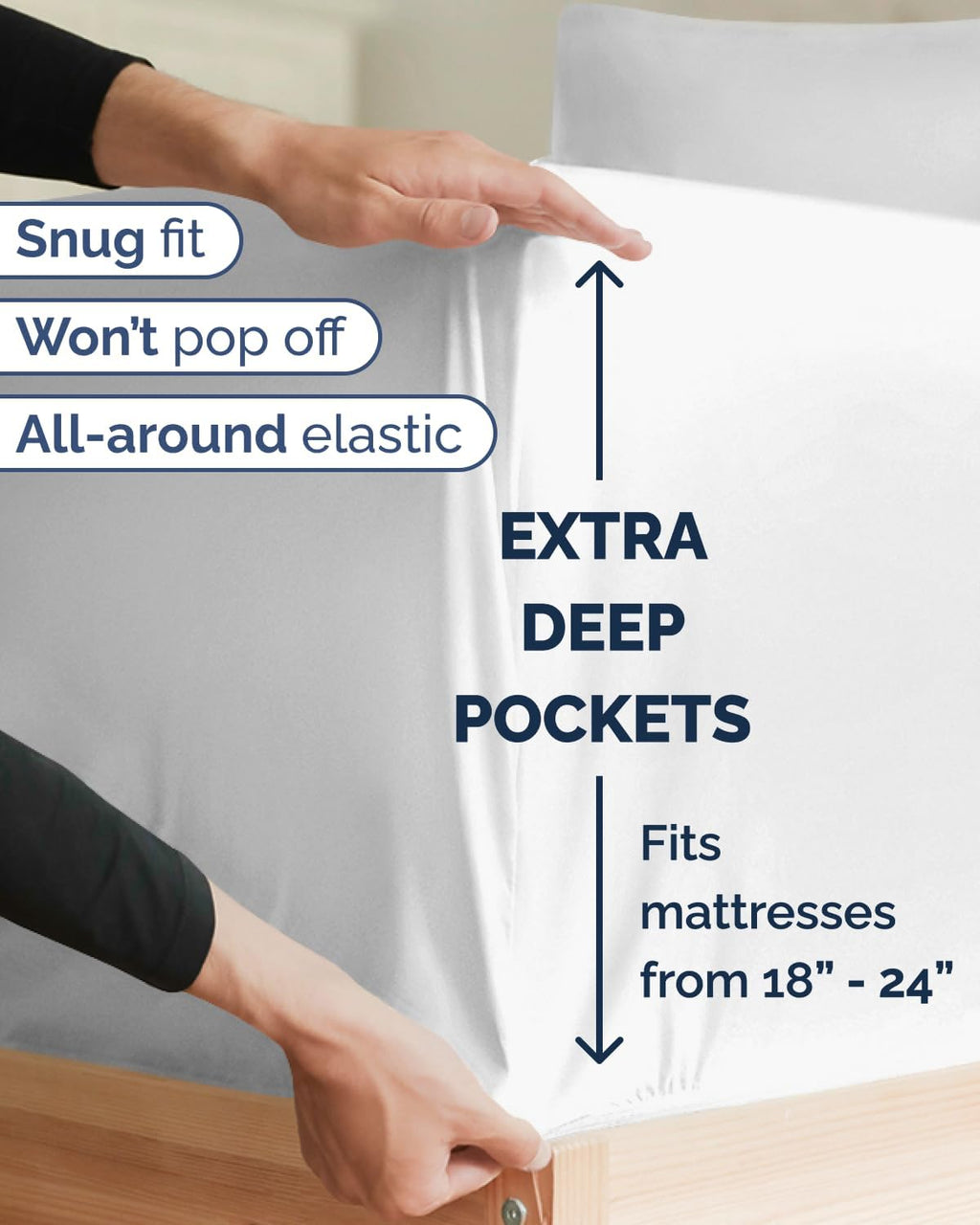 Skiennix Extra Deep Twin XL Sheet Set | 4-Piece Breathable Cooling Sheets - Luxury Hotel Quality - Soft & Wrinkle-Free - White