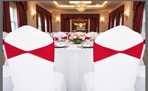 MDS Spandex Chair Sashes - Elastic Stretch Bands for Weddings & Events | Pack of 10 - Red