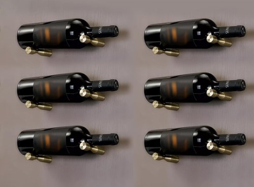 GeLive Gold Wine Pegs for Wall Mounted Wine Bottle Holder Vino Pins for 6 Bottles of Wine Display on Wood Surface Concrete Wall Stylish Wine Rack Modern Wall Wine Storage Aluminum Alloy