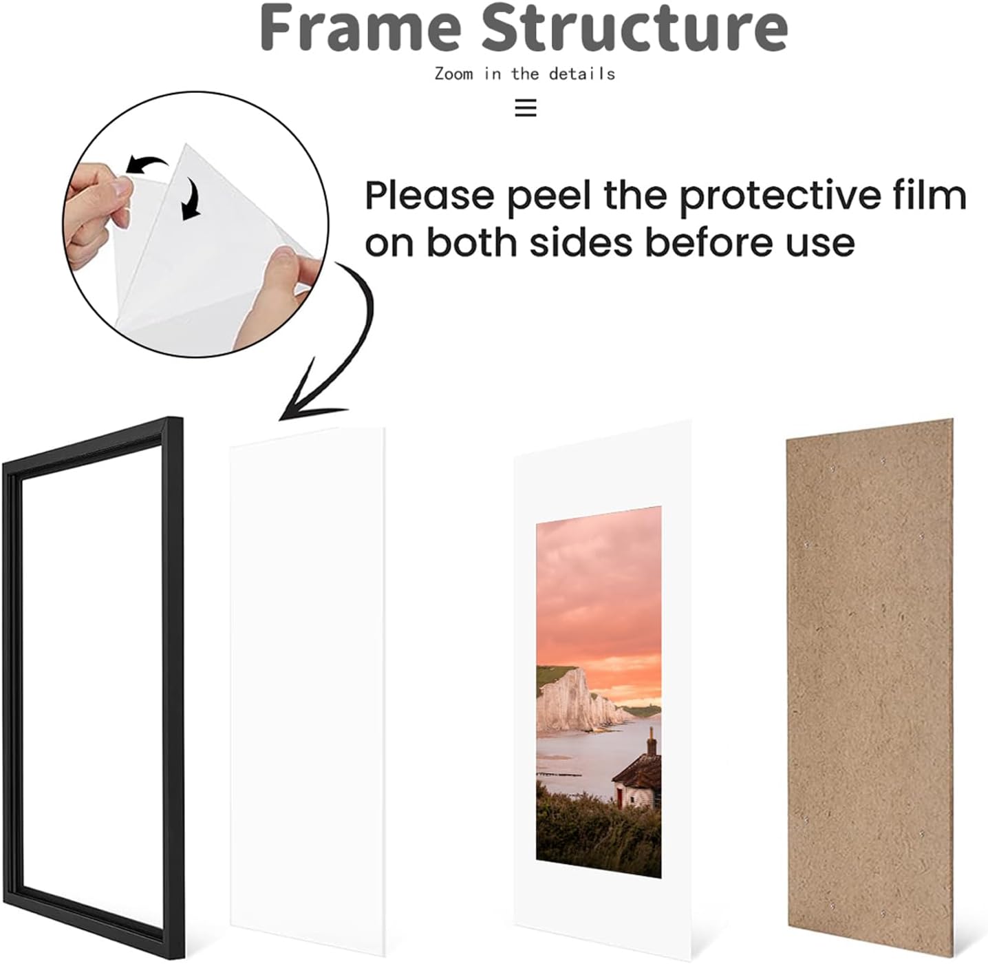 Skiennix 8.5x11 Picture Frame - Sturdy Black Frame with High Definition Plexiglass | Horizontal & Vertical Display