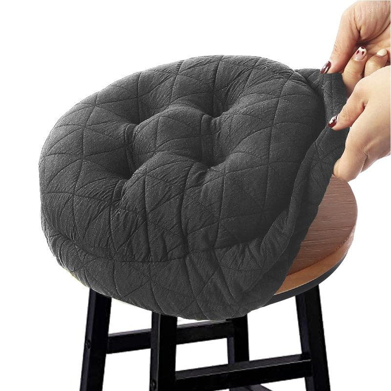 BUYUE Round Bar Stool Seat Cushion, Dia.13 Luxury Fashion Jacquard with Anti-Skid Silicone Bar Stool Cushion Padded (Dark Grey, M,1 Count)