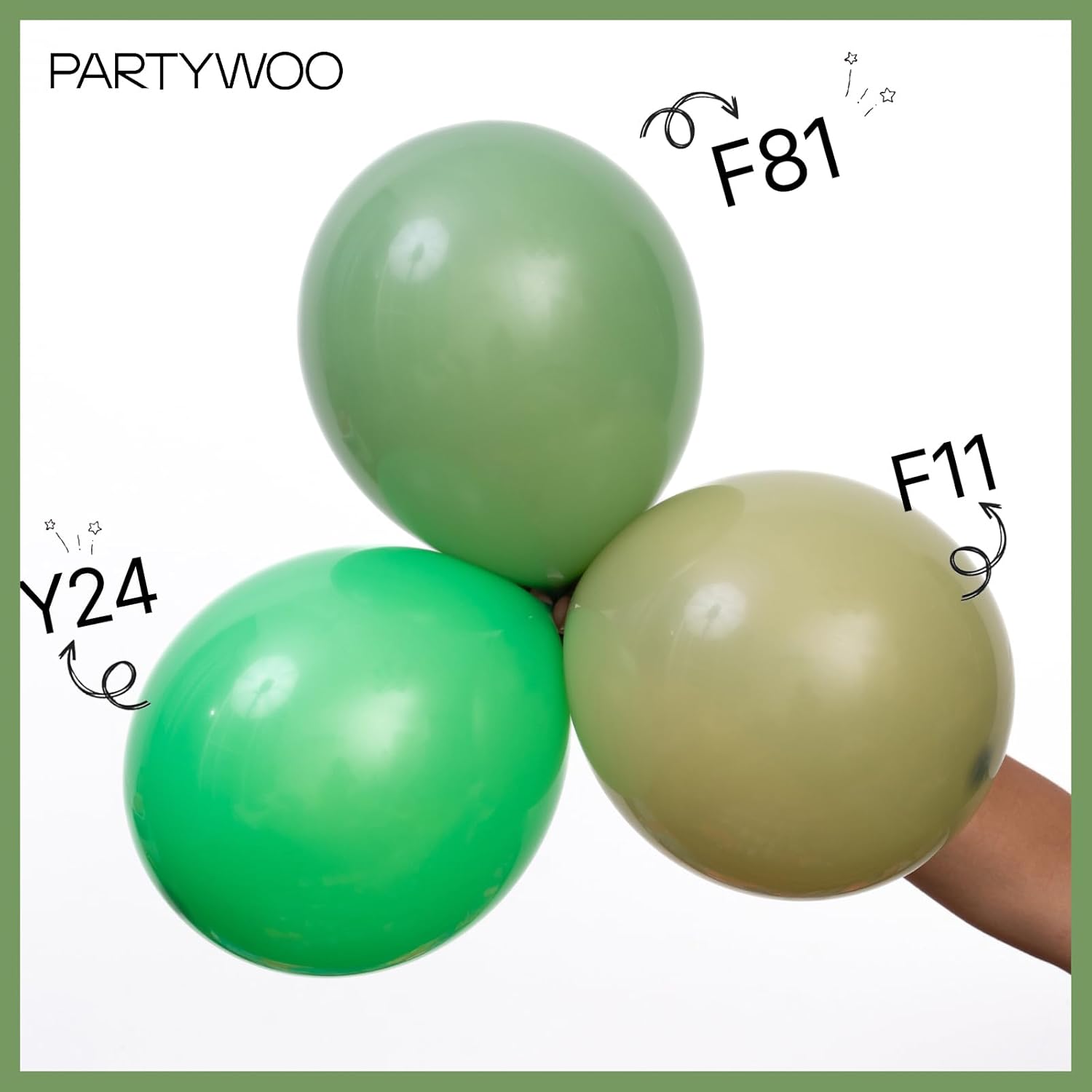 PartyWoo Sage Green Balloons - 140-Piece Boho Balloon Arch Kit for Jungle Birthday Decor | 5-12 Inch Sizes