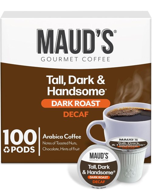 Maud's Decaf Dark Roast Coffee Pods - 100% Arabica, 100 Count, Compatible with Keurig K-Cups