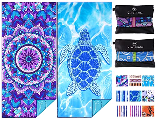 Oversized Microfiber Beach Towel - 2 Pack Sand-Free Quick-Dry Travel Towels