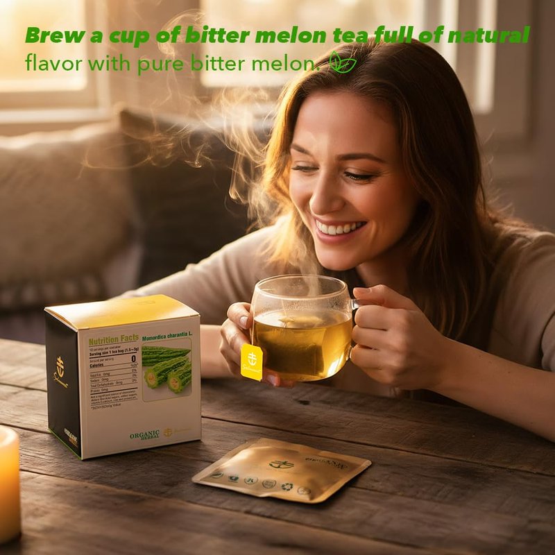 Soilmount - Bitter Melon Tea - |Ku Gua|苦瓜|여주| - Pure Herbal Tea - Natural, Organic, Non-GMO, Clean Ingredients, Caffeine Free (18 Tea Bags, Box 1)