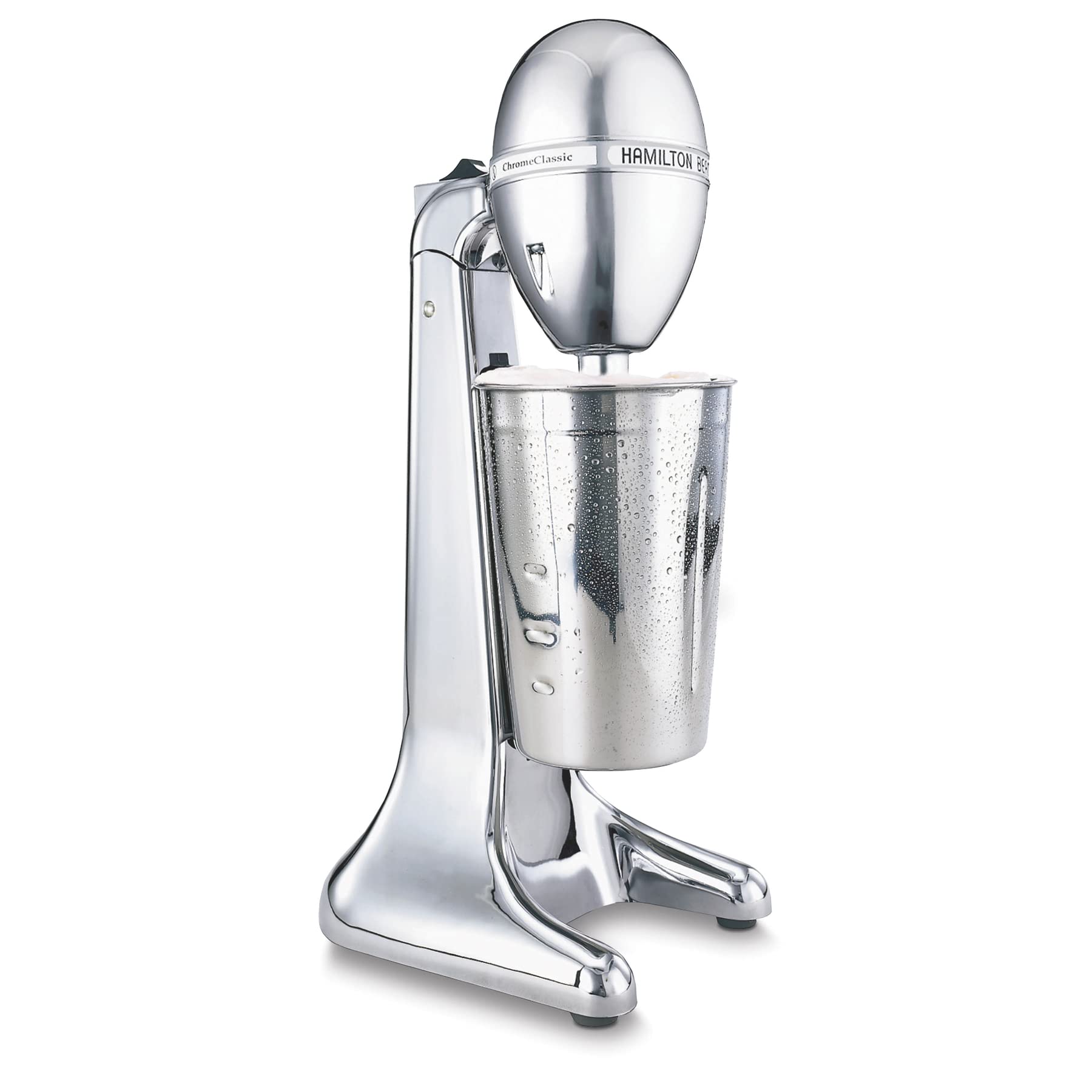 Hamilton Beach DrinkMaster Electric Drink Mixer, Retro Milkshake Maker & Milk Frother, 2 Speeds, Extra-Large 28 oz. Stainless Steel Cup, Classic Chrome