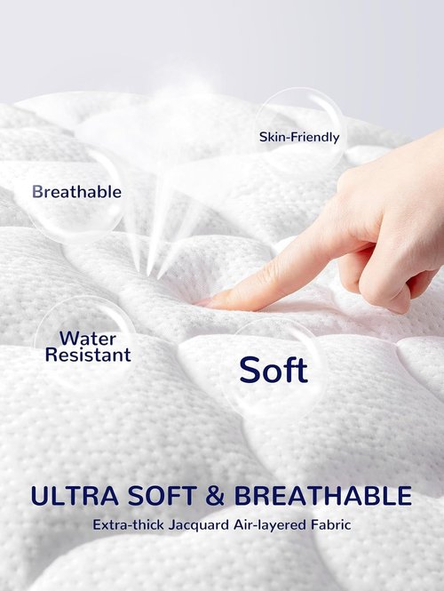 SLEEP ZONE Waterproof Crib Mattress Protector Pad - Quilted, Fitted Baby Mattress Cover 28"x52" - Soft Breathable Toddler Mattress Pad Noiseless Infant Bed Topper - Deep Pocket 14", White