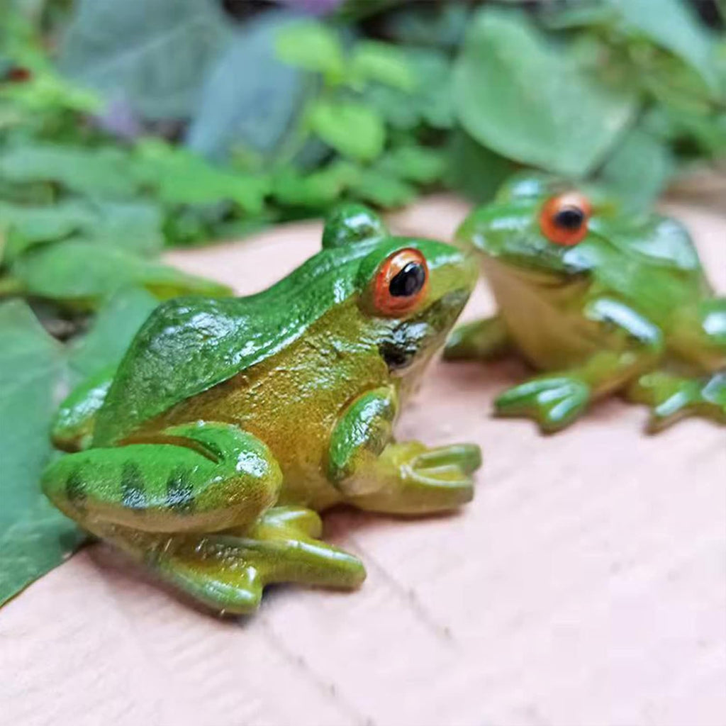 Skiennix Frog Statues - Miniature Resin Sculptures for Garden Decor | 2 Pcs Indoor/Outdoor Ornaments