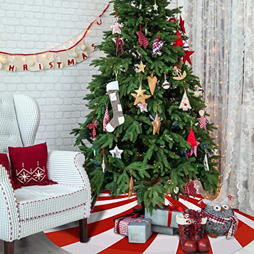 Clothmile Reversible Christmas Tree Skirt 48 Inch Candy-2 Red & White Rustic Holiday Decor