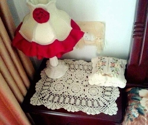 Damanni 15 Inch by 19 Inch Rectangular Cotton Handmade Crochet Lace Table Runner Doilies for Coffee Table Dresser Scarf Décor，2PC/Set (15x19 Inch, Beige)