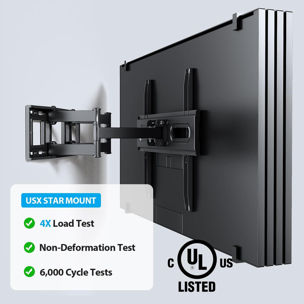 USX STAR Full Motion TV Wall Mount Bracket - Fits 32-70 Inch TVs, Swivel & Tilt, Max VESA 400x400mm, Holds 110 lbs