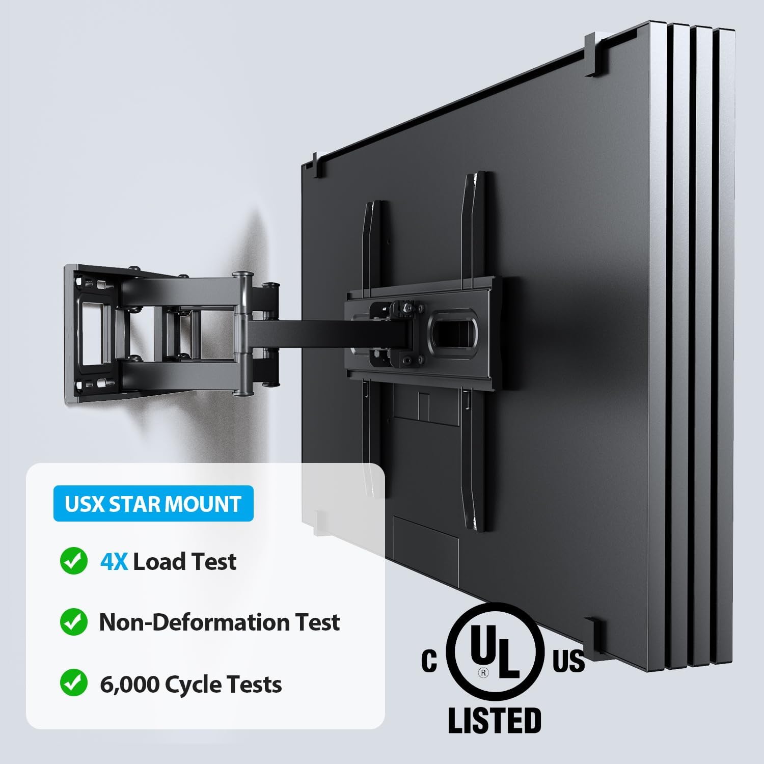 USX STAR Full Motion TV Wall Mount Bracket - Fits 32-70 Inch TVs, Swivel & Tilt, Max VESA 400x400mm, Holds 110 lbs