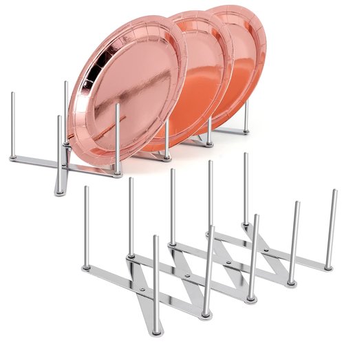 inheming 2 Pack Dish Plate Drying Rack, Retractable Dish Drying Rack, Multi-Functional Plates Cup Bowl Pot Pan Lid Storage Holder Organizer for Kitchen Counter Cabinet Drawer