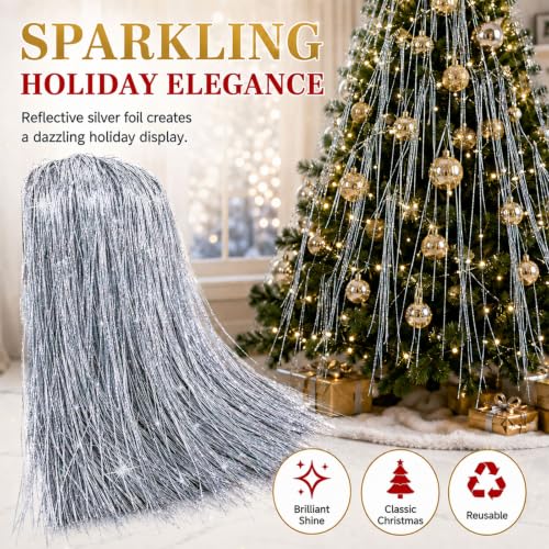 Okxiri 6000 Strands 18" Silver Tinsel Icicles for Christmas Tree (Variation: Silver)