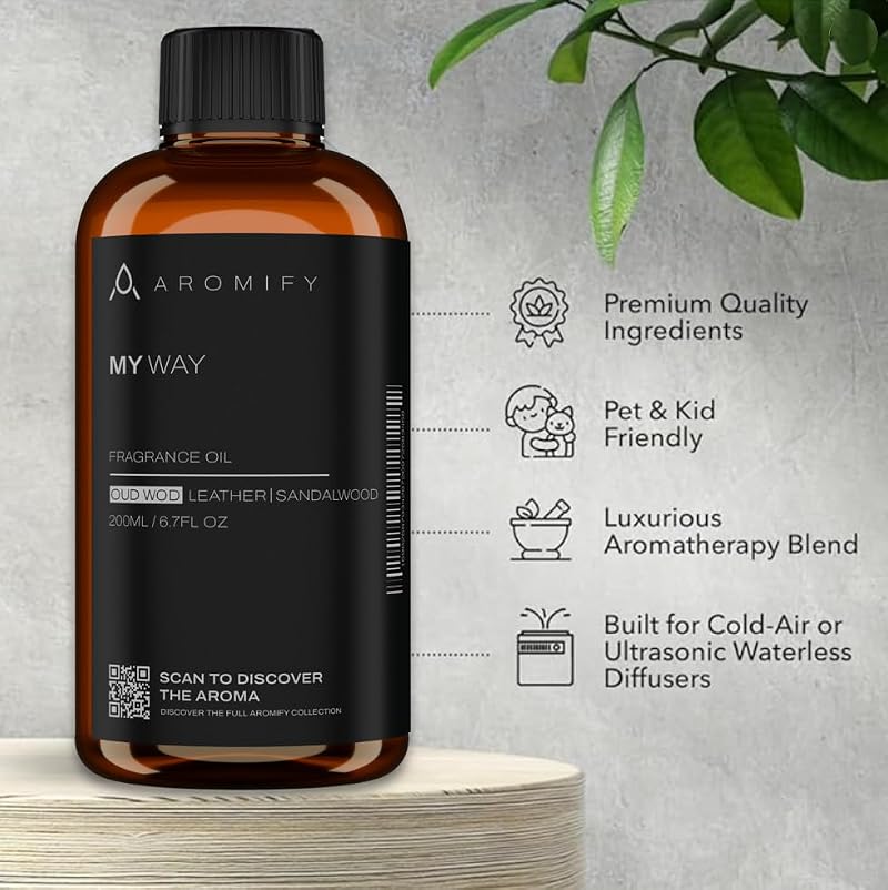 Leather, Sandalwood & Oud Wood Diffuser Oil - Luxury Hotel Scent - 200ML