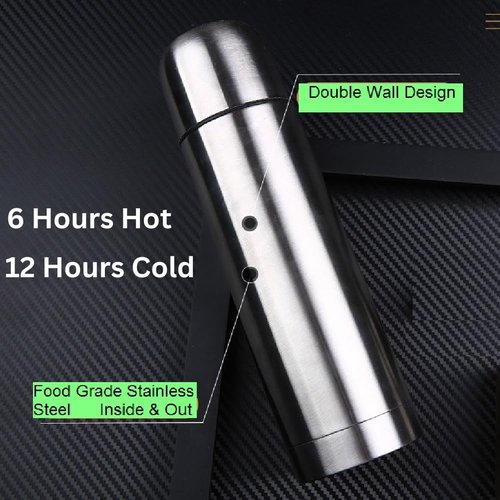 SMALL 500 ml 16.9 Ounce Coffee Thermos | Thermal Water Bottle for Tea Hot & Cold Drinks Stainless Steel Vacuum Sealed Insulated Thermos Water Flasks Bottles Work Travel Termo Para Cafe Bebes 0.5 Quart