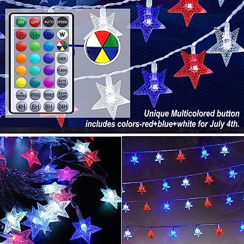 Color Changing Star String Lights - 20ft 40 LED Battery Fairy Lights with Remote