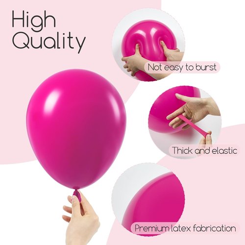 Awenztech Hot Pink Balloon Arch Kit - 120 Pcs of Latex Balloons in Various Sizes for Party Decor