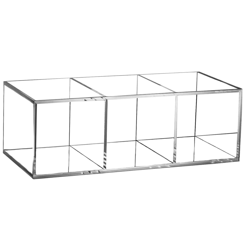 Tbestmax Makeup Brush Holder - Clear Cosmetic Organizer with 3 Slots for Vanity Storage