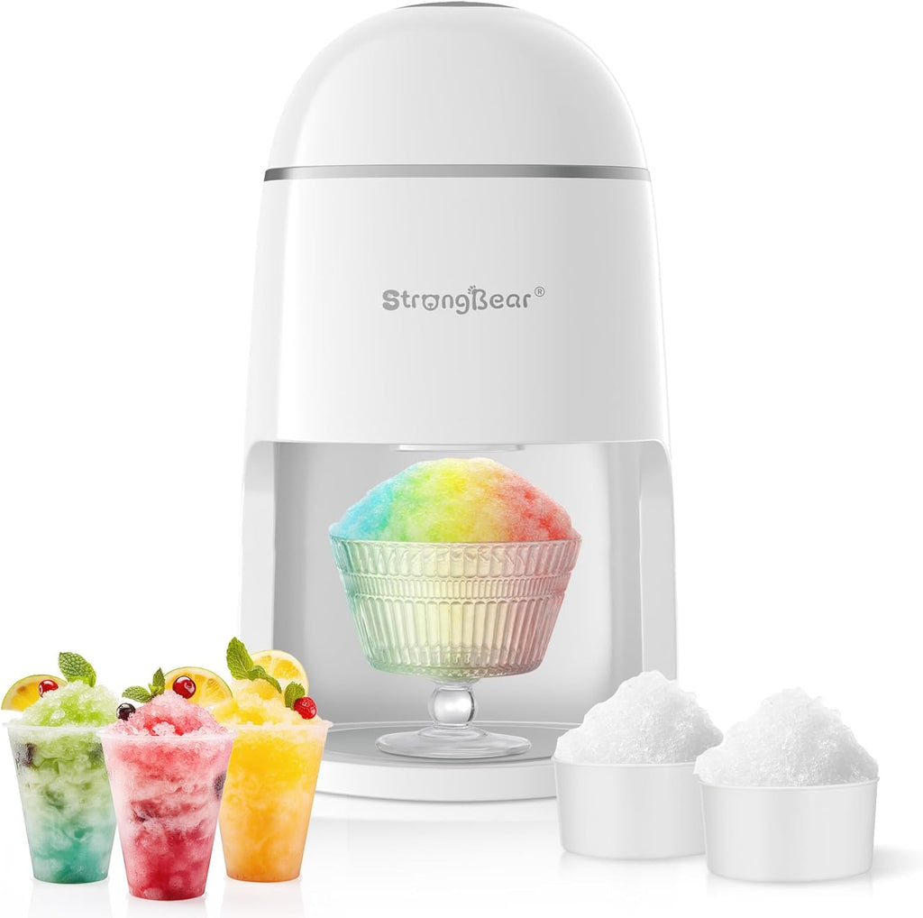 StrongBear Snow Cone Machine - Electric Ice Shaver for Kids' Parties | White Slushie Maker