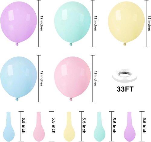 KBZVNAF Pastel Balloons - 50 Pack 12-Inch Multicolor Latex Balloons for Baby Showers & Birthday Parties