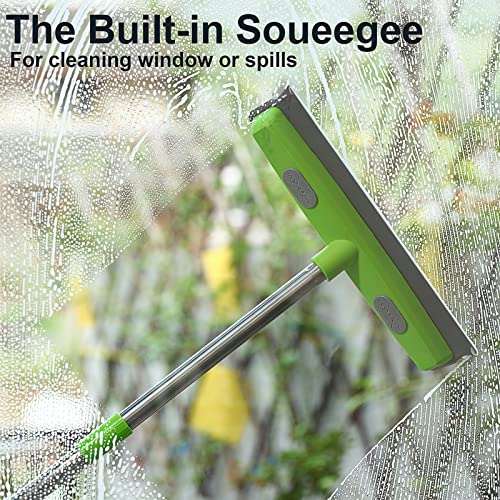 2-in-1 Rubber Broom with Squeegee & 57" Handle for Pet Hair Removal