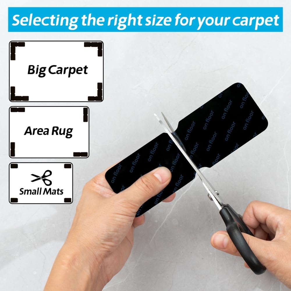 Skiennix Rug Gripper | 12 PCS No Damage Anti-Slip Tape for Hardwood Floors - Secure Area Rugs