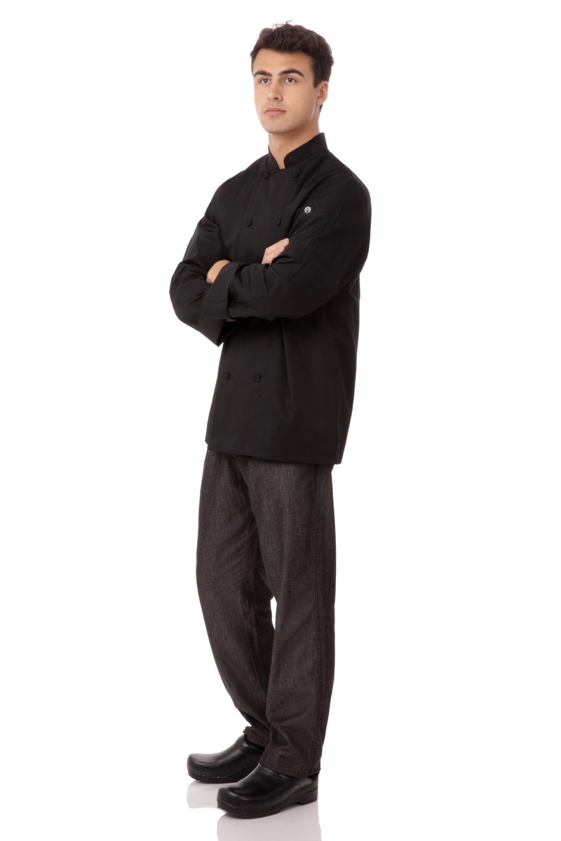 Chef Works Men's Calgary Cool Vent Chef Coat, Black, XX-Large