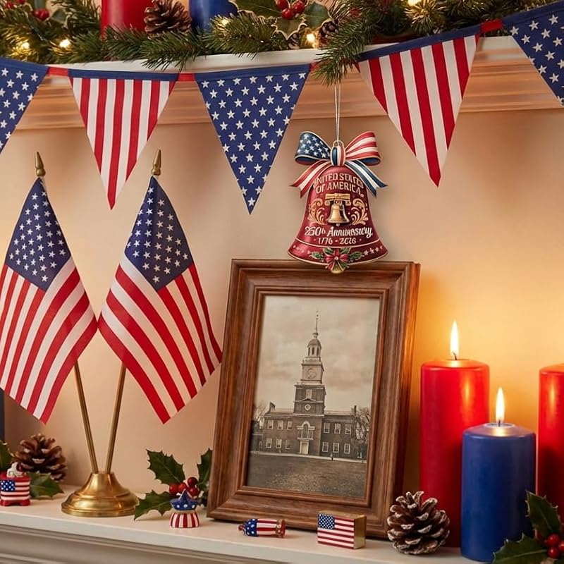 USA 250th Anniversary Liberty Bell Ornament 1776-2026 Patriotic Decor