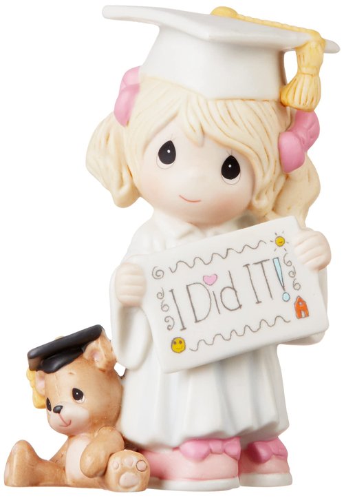 Precious Moments - Celebrating Graduate with Teddy Bear, Collectible Porcelain Figurine, Ideal Graduation Gift, 17314