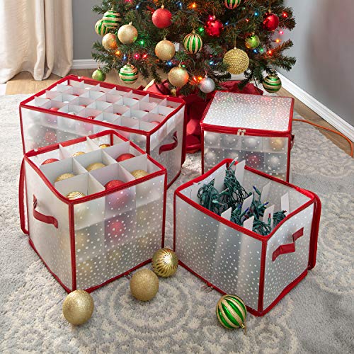Simplify 500 Lights Red Christmas Light Organizer Box with 5 Dividers