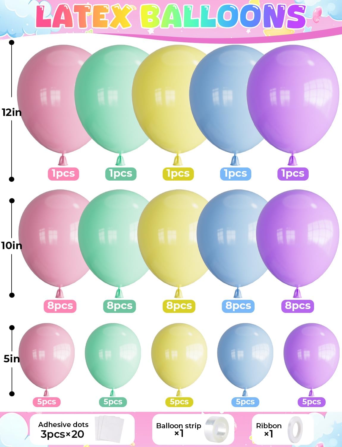Pastel Birthday Decorations - 84Pcs Macaron Balloons & Happy Birthday Banner for Parties