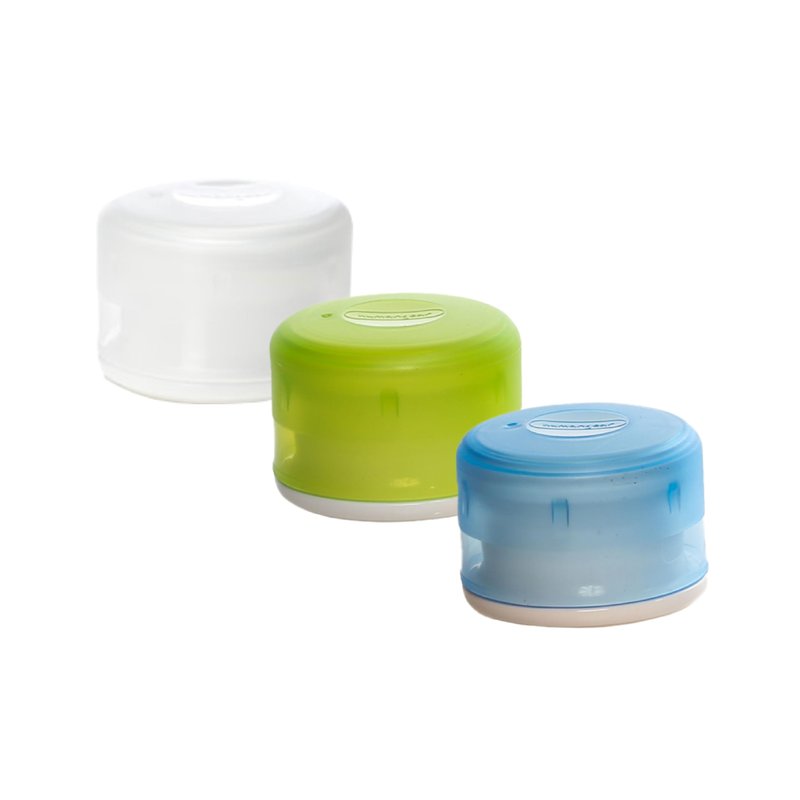 humangear GoTubb – Storage Containers for Snacks, Small Essentials and Travel Gear, Made from Food-Safe Materials, Clear/Green/Blue, Small (3-pack)
