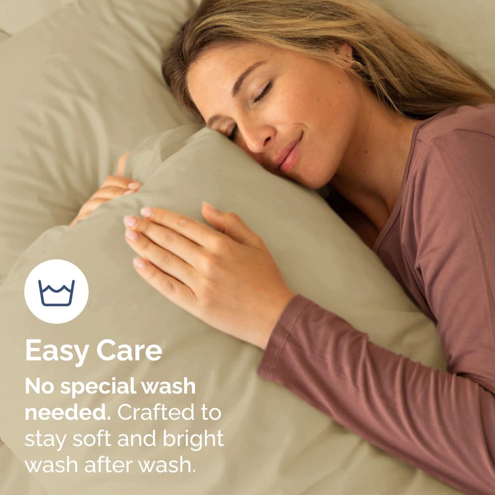 Ultra Soft Queen Pillow Cases Set of 10 | Hotel Quality, Wrinkle-Free & Easy-Care - Beige