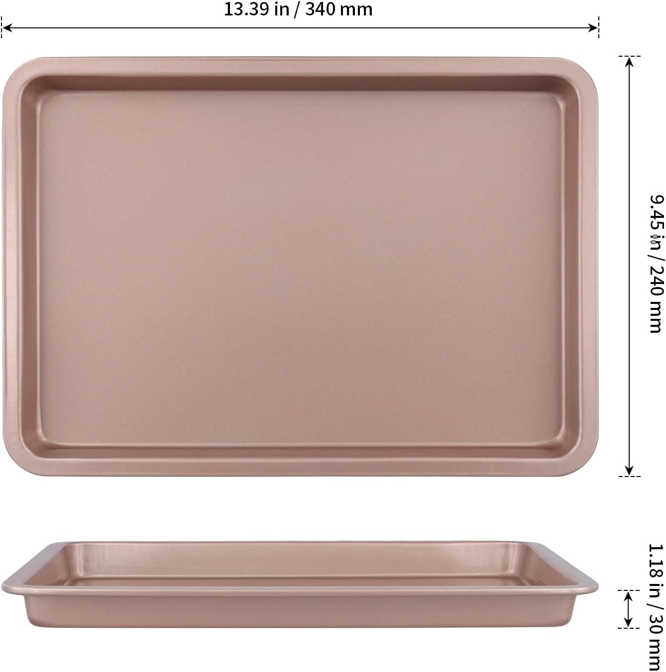 Sheutsan Gold Baking Sheet Pan Set - 4 Pack Carbon Steel Oven Trays, 13 x 9 x 1 Inch for Cooking & Roasting