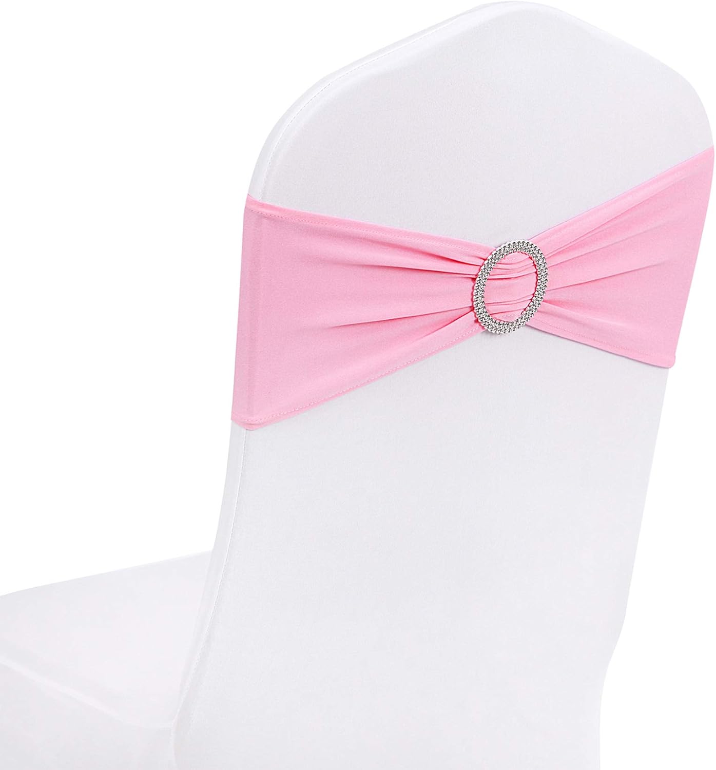 Peomeise Pink Spandex Chair Sashes - 25pcs with Buckle Slider for Elegant Wedding & Party Decor