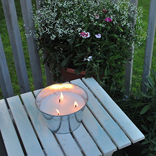Triple-Wick Outdoor Citronella Candle Bucket - 28 oz Galvanized Metal