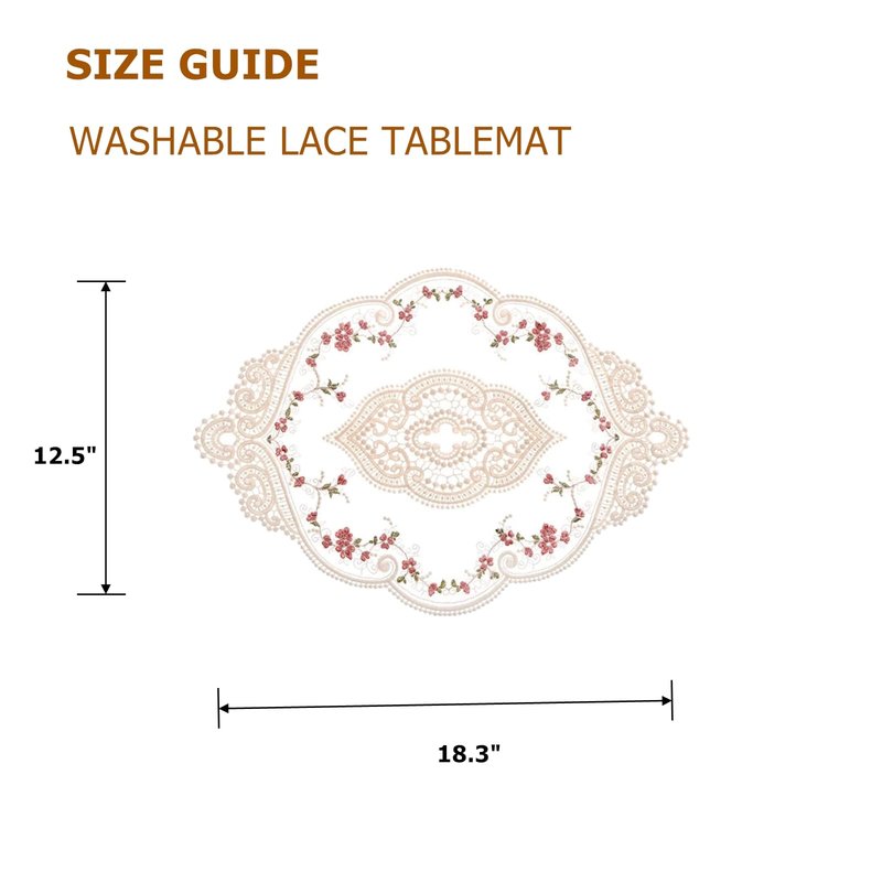 NROZIET 6 Pack Lace Placemats, Retro Doilies for Tables, Handmade French Style Embroidered Crochet Vase Mat for Centerpieces, Furniture Place Cup Mats Coaster for Wedding Birthday Home Decoration