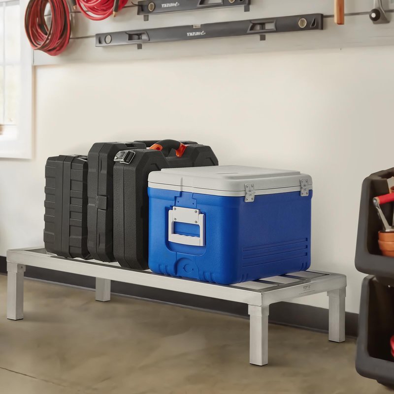 VEVOR Aluminum Dunnage Rack, 36” x 20” Commercial Food Floor Rack, 8” Off the Floor, 1800 lbs Capacity All-Welded Aluminum Storage, for Storage in Restaurants, Kitchens, Garages and Vehicles