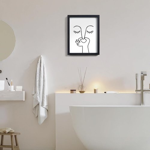 HKBS Framed Black and White Bathroom Wall Art - Stylish Toilet Decor | 10"x8" for Home or Apartment