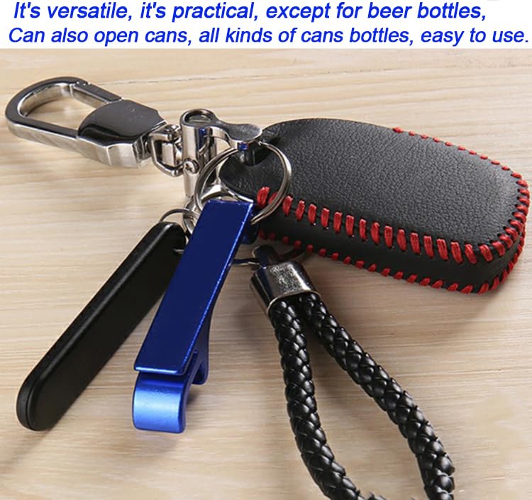 MTOMDY 50 Pcs Blue Aluminum Beer Bottle Opener Keychain Bulk - Portable & Durable