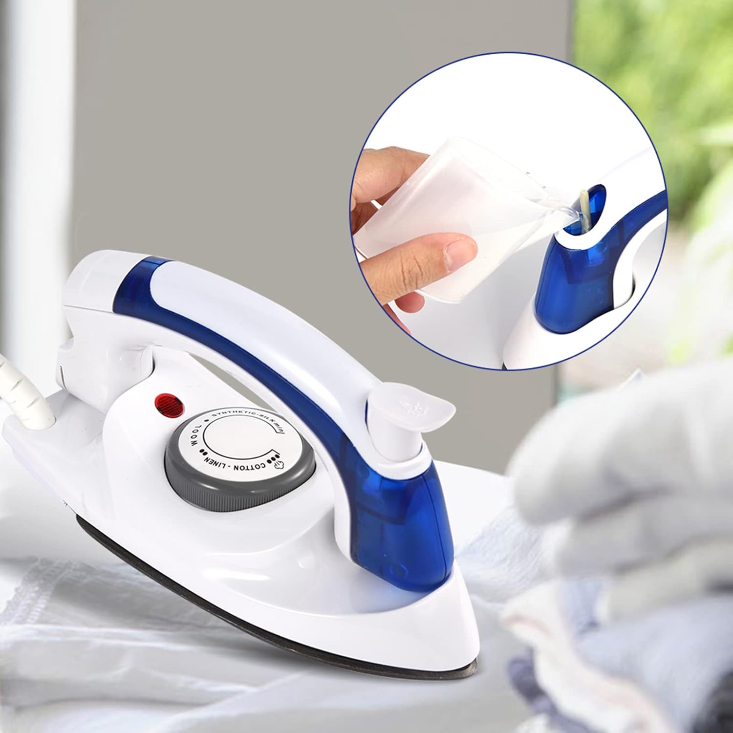 Skiennix Portable Foldable Steam Iron - Handheld Mini Iron with Temperature Control & Nonstick Sole Plate | Ideal for Home & Travel