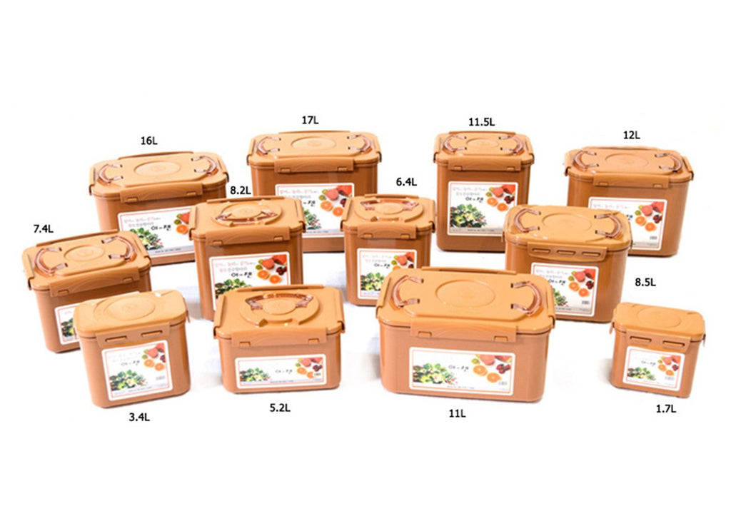 E-Jen Premium Kimchi, Sauerkraut Container Probiotic Fermentation with Inner Vacuum Lid (Earthenware Brown, 4.4 gal/ 17L)