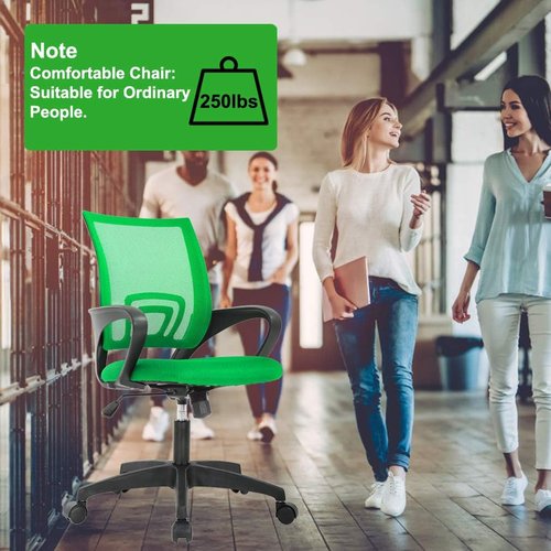 BestOffice Ergonomic Office Chair - Mid-Back Swivel Design with Breathable Backrest & Lumbar Support | Adjustable Height & Rolling Wheels | Green for Adults & Women