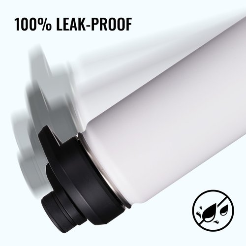Fijinhom 24 oz Insulated Water Bottle with Handle, 304 Stainless Steel Water Bottles with Wide Mouth, Double Wall Vacuum Sports Water Bottle, BPA Free, Keep Cold and Hot, White