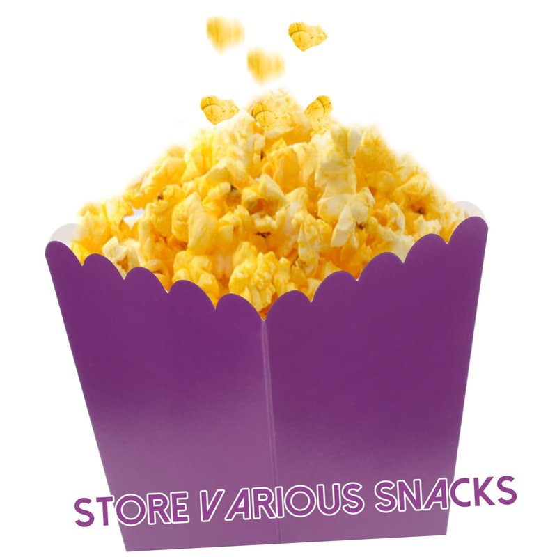 UPKOCH 50pcs Purple Popcorn Boxes, 10.7x7.5cm Snack Containers for Movie Theater/Candy Buffet, 250g Cardboard Party Favors Bulk for Wedding/Home Theater/Carnival
